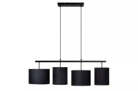 H&auml;ngelampe Stoff Metall Schwarz 107 cm lang E27 4-flmg