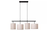 H&auml;ngelampe Stoff Metall Beige Schwarz 107 cm E27 4-flmg