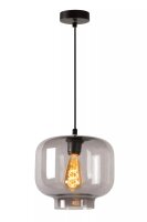 Pendelleuchte Rauchglas Metall Schwarz E27 rund...