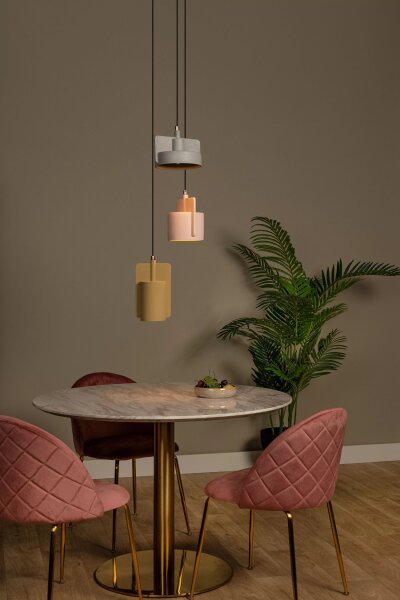 Hängeleuchte Beton Grau Pink Gelb L:25 cm E27 3-flammig
