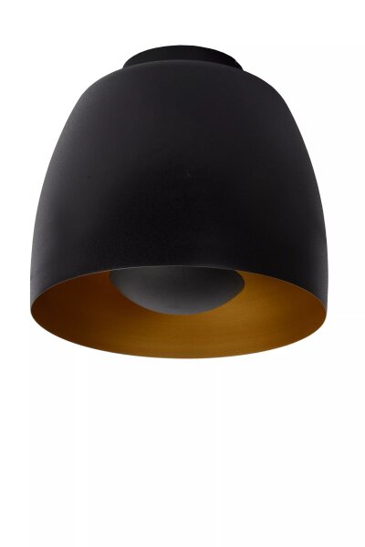 Deckenleuchte Metall Schwarz Gold Loft E27 Ø24 cm rund