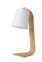 Tischleuchte Skandinavisch Holz Stoff Weiß 45 cm E14