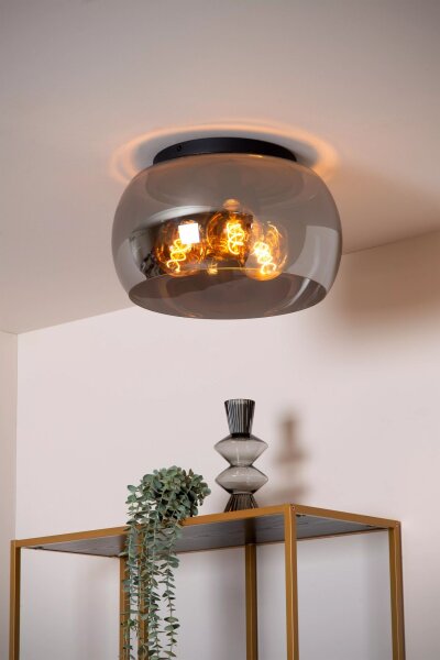 Moderne Deckenlampe Rauchglas Metall E27 Ø50 cm rund