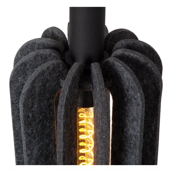 Hängelampe Filz Metall Grau Schwarz E27 98 cm 3-flammig