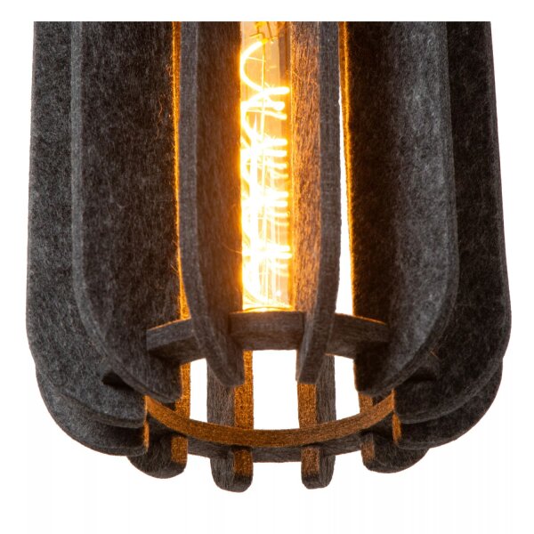 Hängelampe Filz Metall Grau Schwarz E27 98 cm 3-flammig