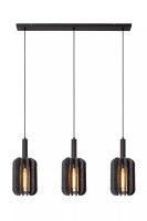 Hängelampe Filz Metall Grau Schwarz E27 98 cm 3-flammig