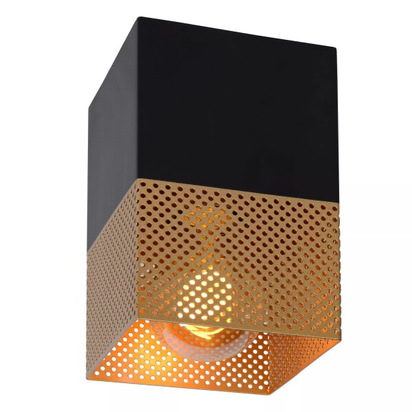 Deckenlampe Industrial Schwarz Gold E27 L:10 cm Metall