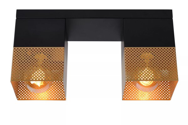 Deckenleuchte Industrial Schwarz Gold E27 L:32cm Metall