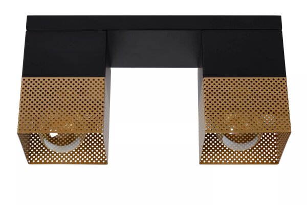 Deckenleuchte Industrial Schwarz Gold E27 L:32cm Metall