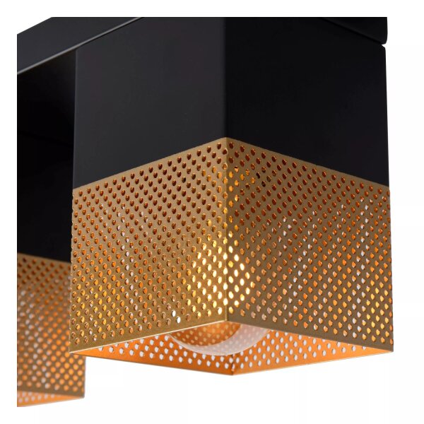 Deckenleuchte Industrial Schwarz Gold E27 L:32cm Metall