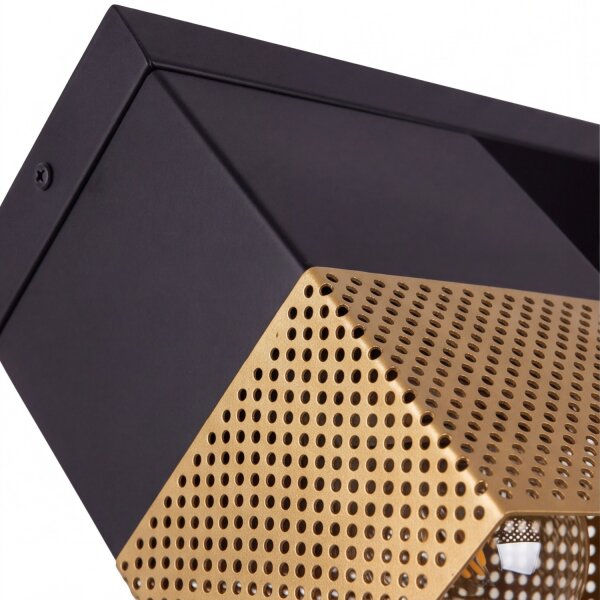 Deckenleuchte Industrial Schwarz Gold E27 L:32cm Metall