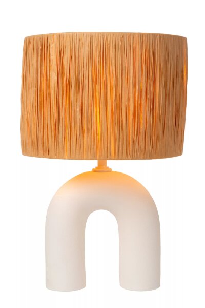 Dekorative Tischleuchte Porzellan Rattan Weiß E27 45 cm