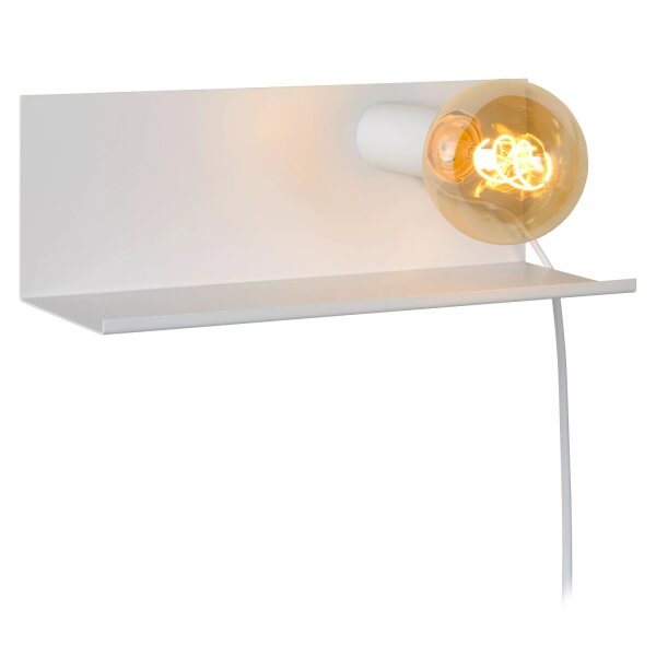 Weiße Wandlampe E27 Metall L:35 cm E27 Kabel Stecker