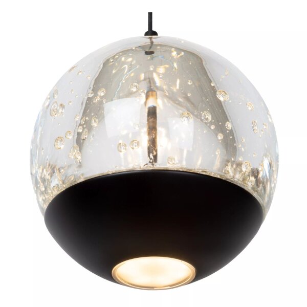 LED Pendelleuchte Glas Metall Schwarz 2700 K 95 cm lang