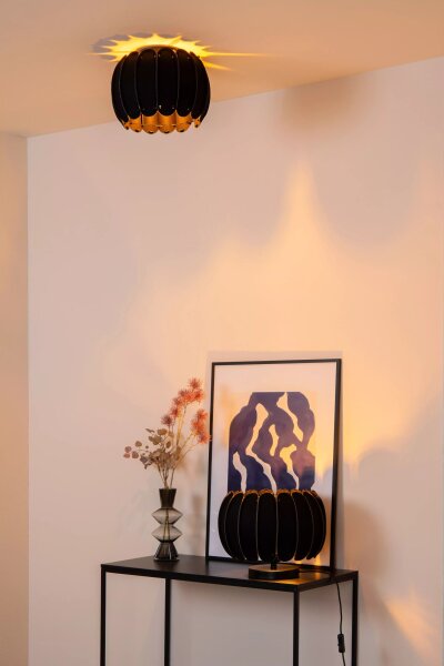 Tischleuchte blendarm Filz Schwarz E27 19,5 cm Modern