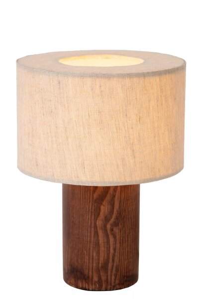 Natürliche Tischlampe Holz Stoff E14 20,5 cm gemütlich