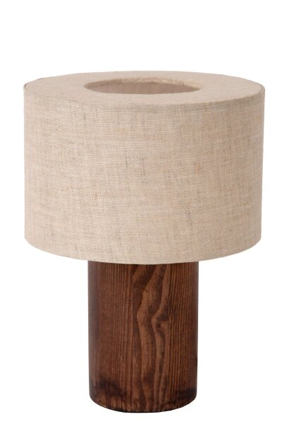 Natürliche Tischlampe Holz Stoff E14 20,5 cm gemütlich