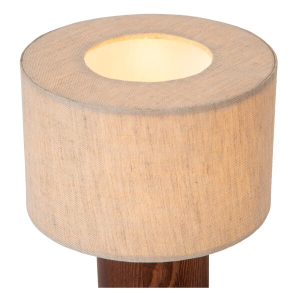 Natürliche Tischlampe Holz Stoff E14 20,5 cm gemütlich