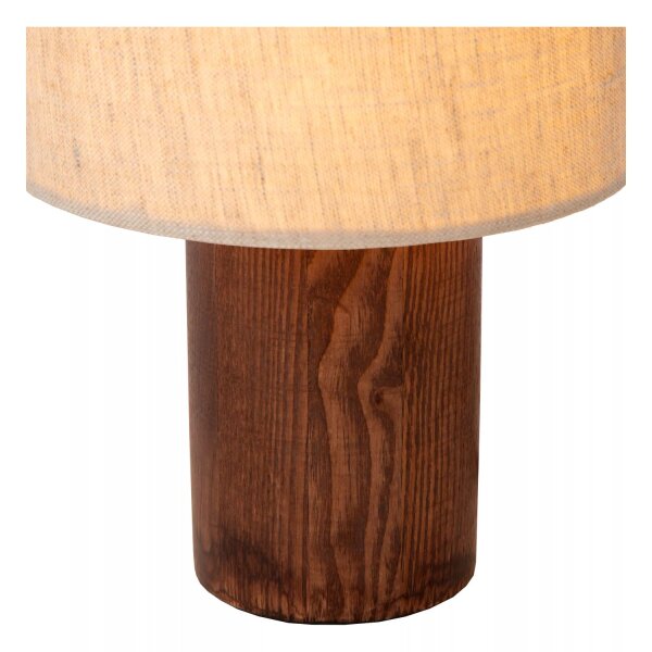 Natürliche Tischlampe Holz Stoff E14 20,5 cm gemütlich