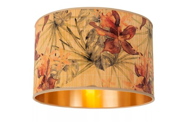 Deckenleuchte Bambus Florales Muster E27 Ø40 cm in Gold