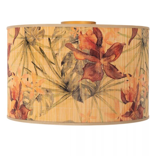 Deckenleuchte Bambus Florales Muster E27 Ø40 cm in Gold