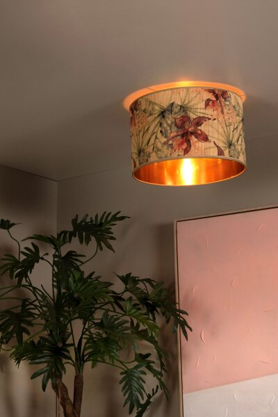Deckenleuchte Bambus Florales Muster E27 Ø40 cm in Gold