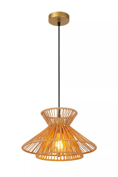 Hängelampe Papier Metall Natur Gold E27 Ø32 cm wohnlich
