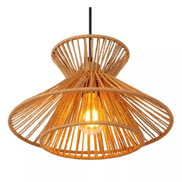 Hängelampe Papier Metall Natur Gold E27 Ø32 cm wohnlich