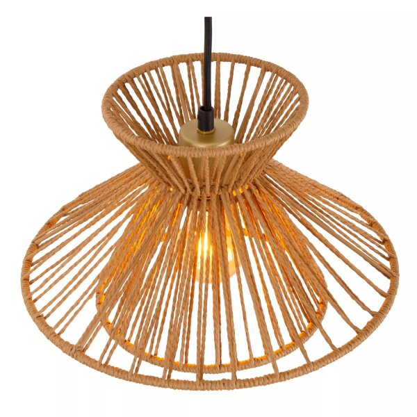 Hängelampe Papier Metall Natur Gold E27 Ø32 cm wohnlich
