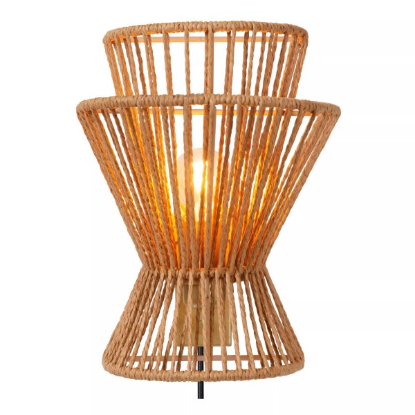 Wandlampe Papier Metall Natur Gold E27 T:14 cm wohnlich