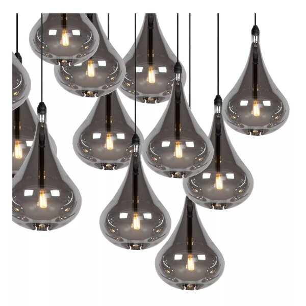 Große Pendelleuchte Rauchglas Metall 102 cm G4 16-flmg