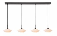 Lange Pendelleuchte Glas Metall Wei&szlig; Schwarz G9 125 cm