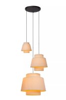 H&auml;ngelampe Stoff Beige Schwarz 3-flammig E27 B:76 cm