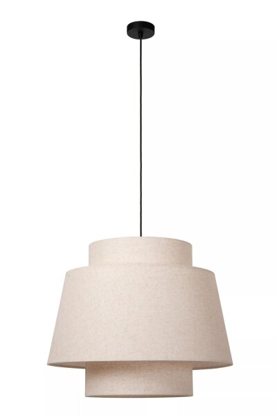 Stoff Hängelampe Beige gemütlich E27 Ø60 cm blendarm