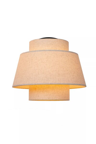 Stoff Deckenleuchte Beige gemütlich E27 Ø40 cm blendarm