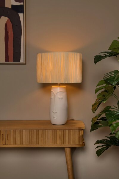 Wohnliche Nachttischleuchte Keramik Papier E27 H:56 cm
