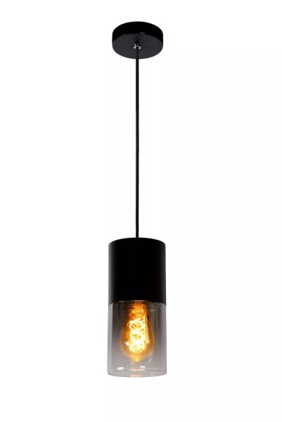 Stilvolle Hängeleuchte Rauchglas Metall E27 Ø10 cm rund