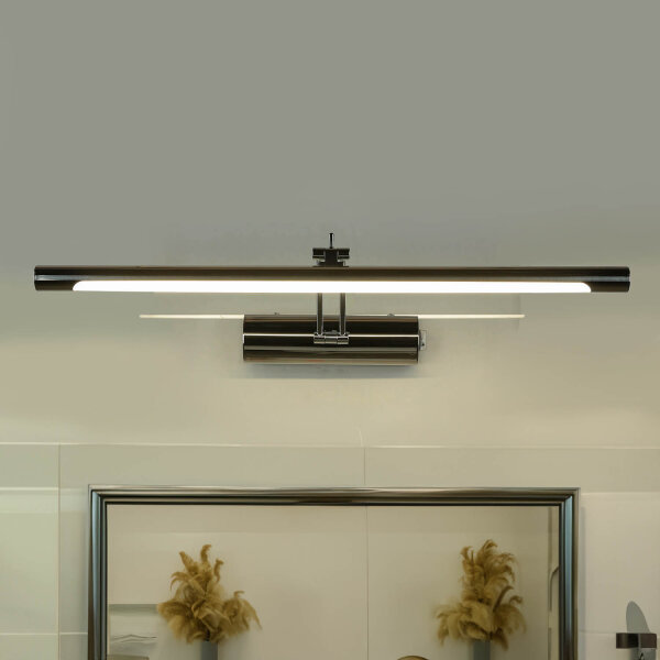 LED Spiegelleuchte IP44 Chrom Metall mit Schalter B: 55 cm