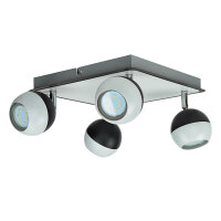 Deckenleuchte Schwarz Weiß B: 25 cm 4-flammig GU10