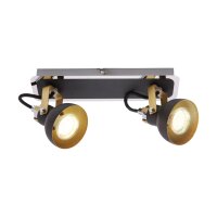 Deckenstrahler Edelstahl B: 28 cm schwenkbar Schwarz Gold