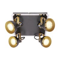 Deckenleuchte Schwarz Gold GU10 4-flammig B: 25 cm Edelstahl