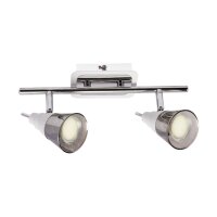 Deckenstrahler 2-flammig GU10 Chrom B: 30 cm Glas Edelstahl