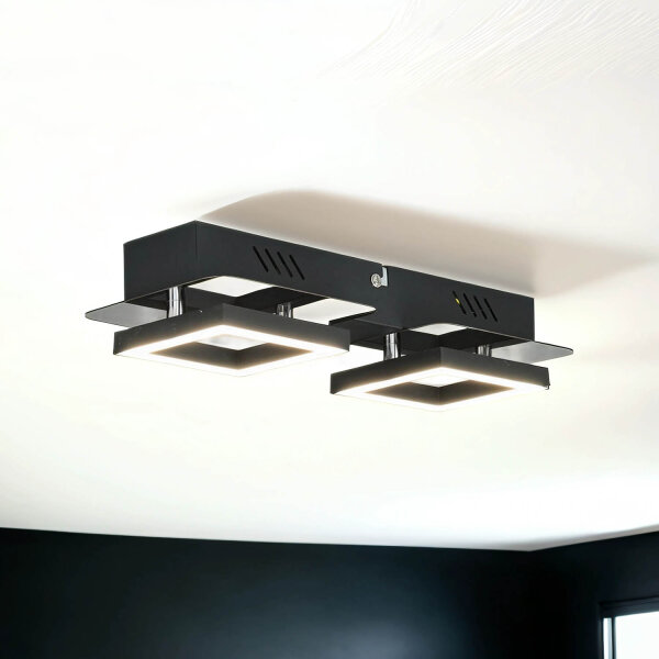 LED Deckenleuchte Metall B: 28 cm klein Schwarz Chrom 4200 K