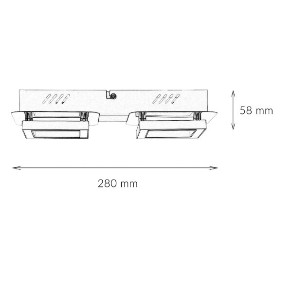 LED Deckenleuchte Metall B: 28 cm klein Schwarz Chrom 4200 K