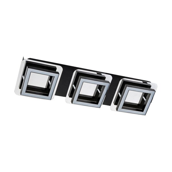 LED Deckenleuchte Edelstahl B: 43 cm Chrom Schwarz 4200 K