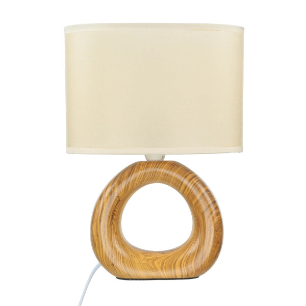 Tischleuchte Keramik Stoff H: 28 cm klein Braun Beige E14