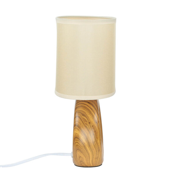 Tischleuchte Keramik Stoff H: 28 cm klein Braun Beige E14