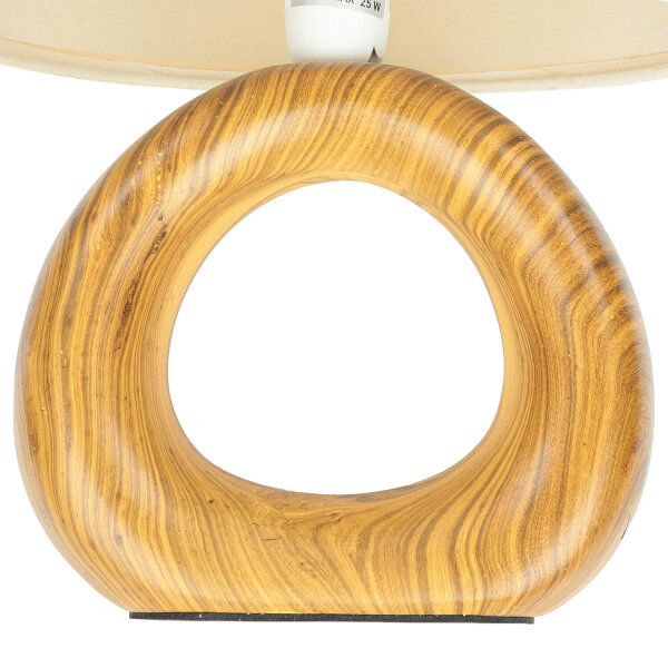 Tischleuchte Keramik Stoff H: 28 cm klein Braun Beige E14