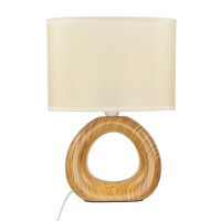Tischleuchte Keramik Stoff H: 28 cm klein Braun Beige E14
