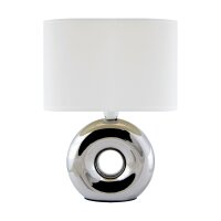 Tischlampe Weiß Chrom H: 26,5 cm klein Keramik...